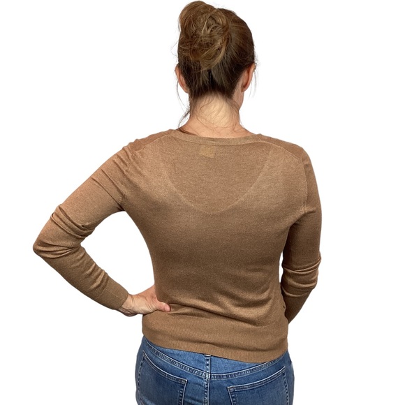 Vintage Cardigan Camel Button Up V-Neck - Picture 2 of 7